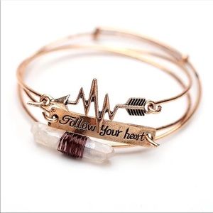 Set of three bangles - Follow your heart ❤️- perfect gift